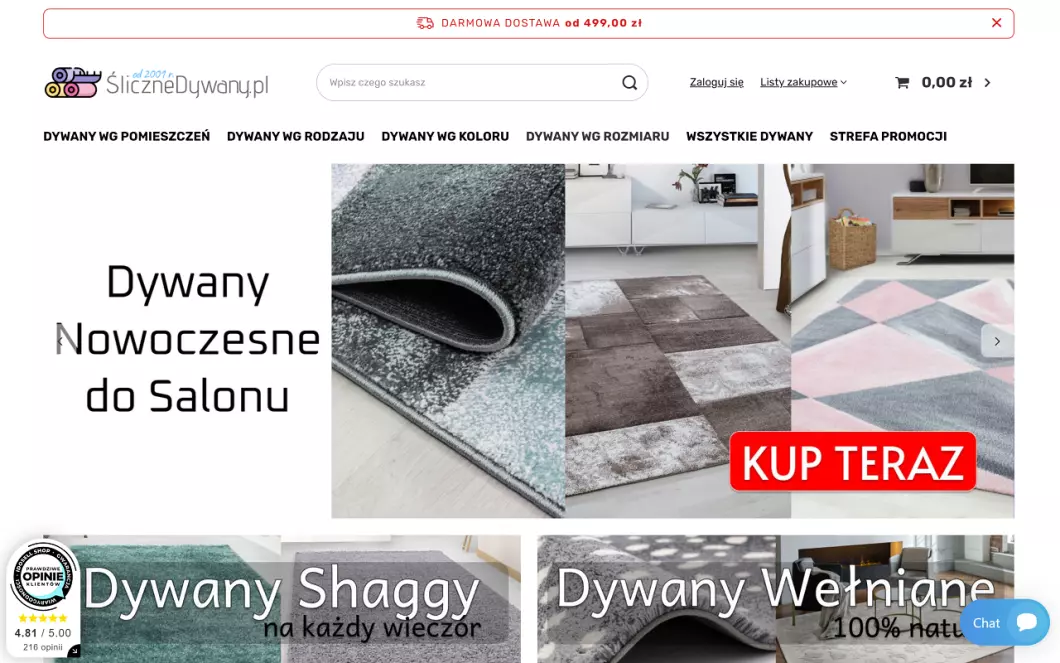 Internetowy sklep z dywanami | ŚliczneDywany.pl - zrzut ekranu