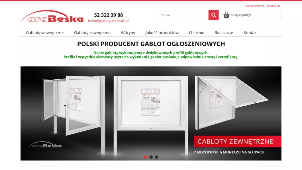 Producent gablot Arabeska - zrzut ekranu