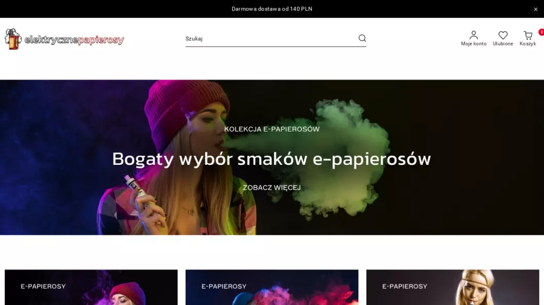 E-papierosy - Sklep ElektrycznePapierosy.pl - zrzut ekranu