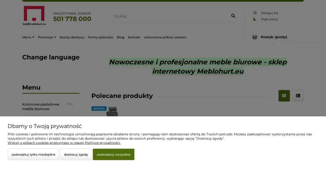 Meble biurowe Meblohurt.eu - zrzut ekranu