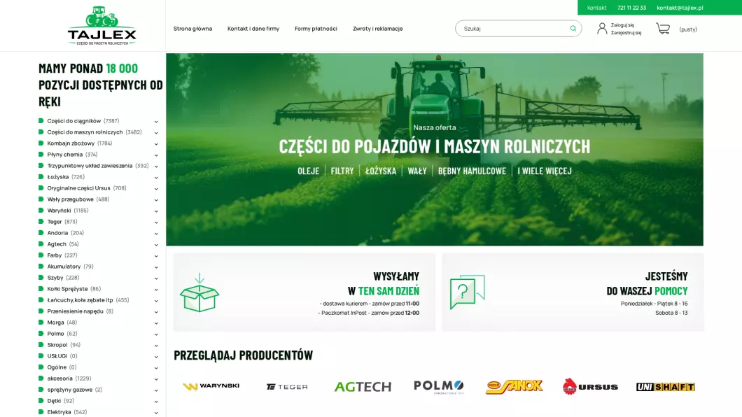 Części do maszyn rolniczych - Tajlex - zrzut ekranu