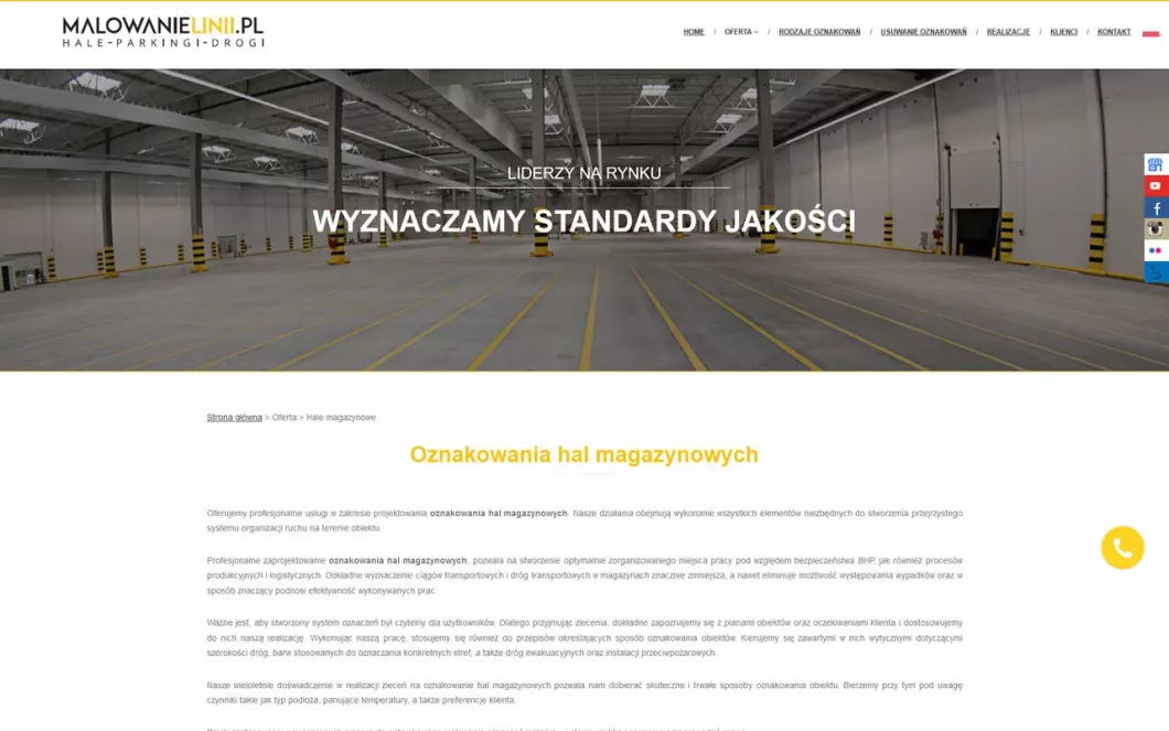 Oznakowanie hal, parkingów i dróg - Linie.pl - zrzut ekranu