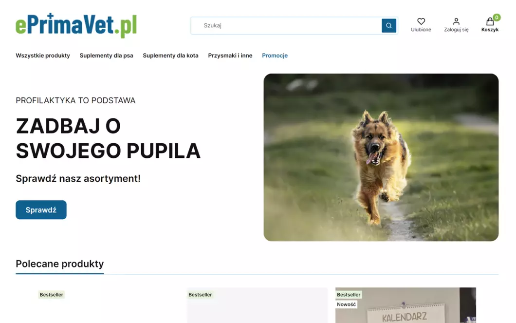 Suplementy dla zwierząt | ePrimaVet - zrzut ekranu
