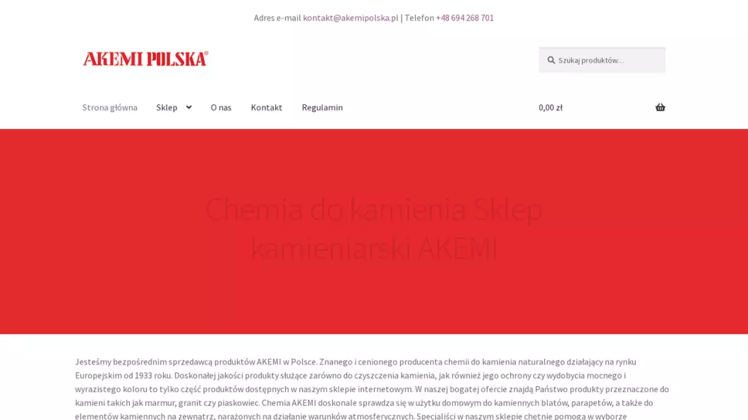 Impregnaty, kleje, nabłyszczacze i środki czyszczące do kamienia - AKEMI Polska - zrzut ekranu