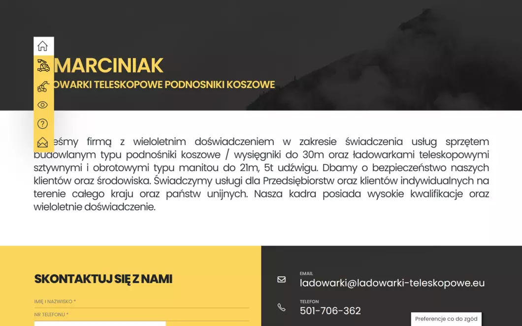Podnośniki koszowe J. Marciniak - zrzut ekranu