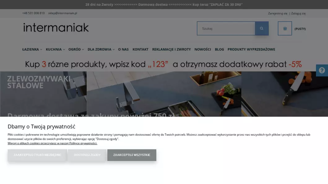 Wyposażenie łazienki, kuchni | Sklep internetowy intermaniak - zrzut ekranu