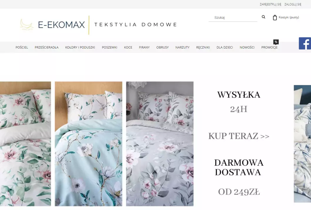 E-Ekomax - sklep z pościelą - zrzut ekranu